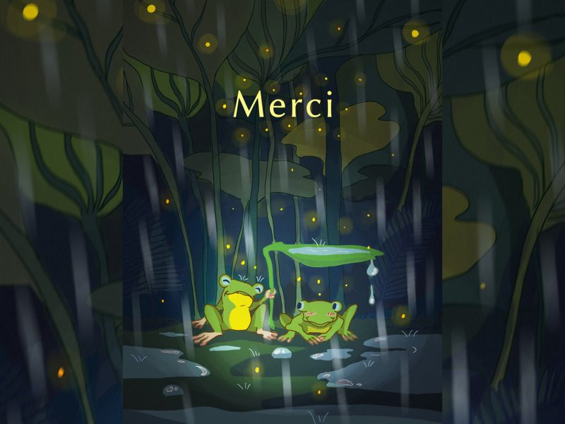 carte-postale-merci-grenouilles-et-parapluie